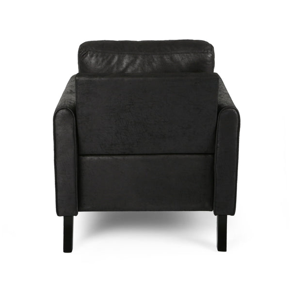 English Elm Chair Low Profile Club Seat Birch Frame Microfiber Upholstery Modern Living Room 63565.00MFBLK