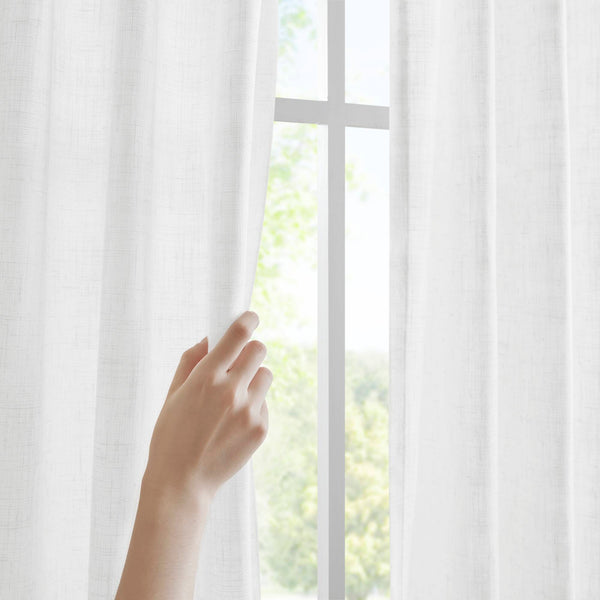 English Elm 2-piece Pinch Pleat Poly Linen Curtain Panels Tailored Formal Drape for Any Room White B035P482980