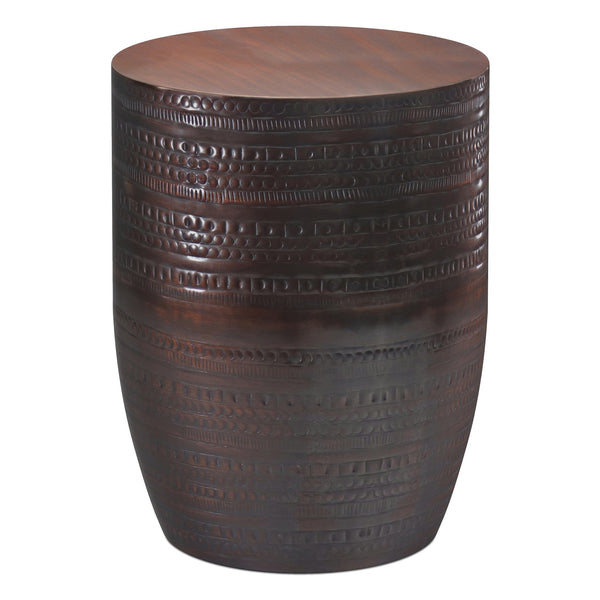 English Elm Johnsen 15" Wide Tribal Pattern Metal Accent Table - Handcrafted Iron In Rich Oil Rubbed Bronze Finish B136P158963