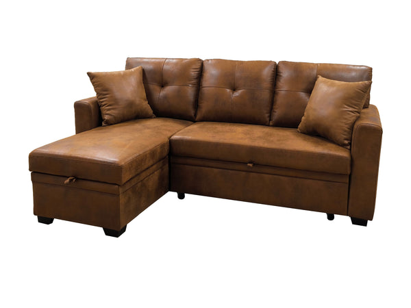 English Elm Sleeper Sectional with Pull Out Bed Storage Chaise Tufted L Shaped Living Room Sofa W5568S00006