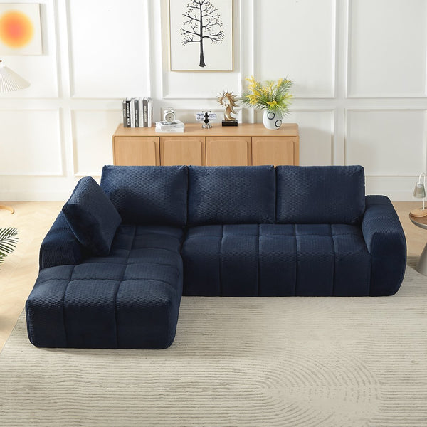 English Elm Faux Fur Tufted Oversized Sectional Plush Sleeper Sofa for Living Room Lounge W2339S00061