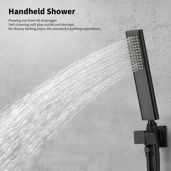 English Elm Male Npt Matte Black Shower And Tub Faucet Set - 10" Rainfall Showerhead & Waterfall Filler System T3177P277543