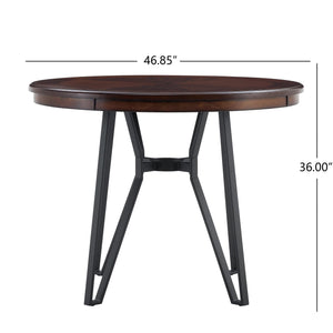 English Elm Christopher Knight Home® - Round Mid-Century Bar Table with Hairpin Metal Legs and Open Shelf, 46.85" Diameter, Stylish Dining Brown N771P205281W