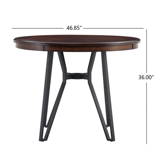 English Elm Christopher Knight Home® - Round Mid-Century Bar Table with Hairpin Metal Legs and Open Shelf, 46.85" Diameter, Stylish Dining Brown N771P205281W