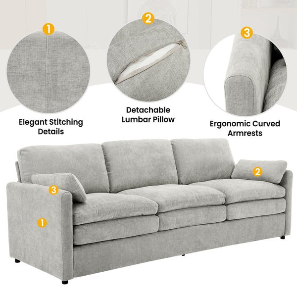 English Elm 101.2" Modular Chenille Sectional Sofa with Tufted Cushions and Deep Seating for Living Room Light Grey N719S001922R