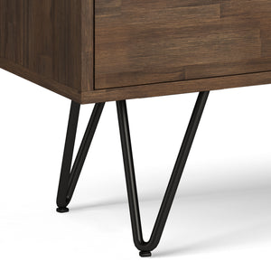 English Elm Chase Rustic Natural Aged Brown Low Bookcase – Solid Acacia Wood, 2 Open Compartments & 2 Drawers B136P160672