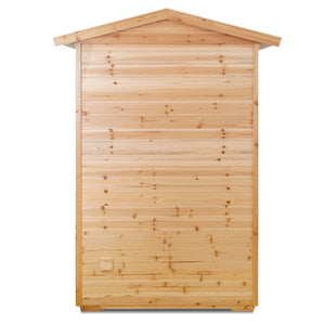 English Elm Two Person Old Fir Outdoor Far Infrared Sauna with Bluetooth and Lcd Controls W632S00010