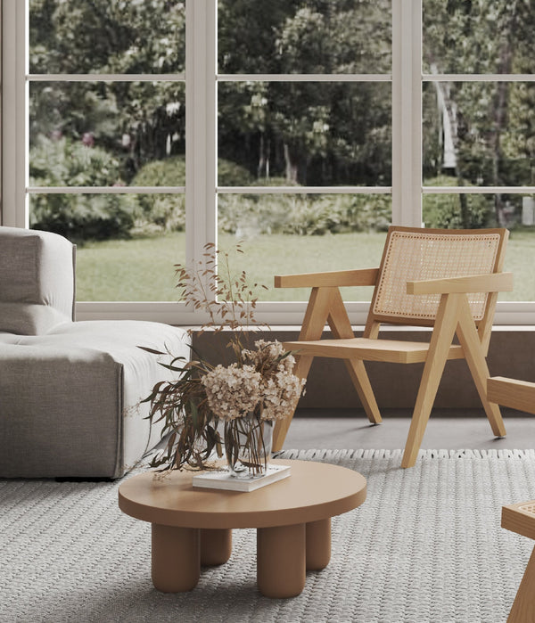 English Elm Hamlet Cane Back Wood Accent Armchair with Solid Ash Frame, Authentic Rattan Seat, Fully Assembled Natural B365P398412