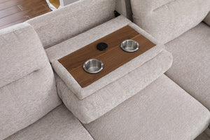 English Elm Kipling Chenille Sleeper Sectional with Storage Chaise and Built-in Usb Charging Beige B061S00833