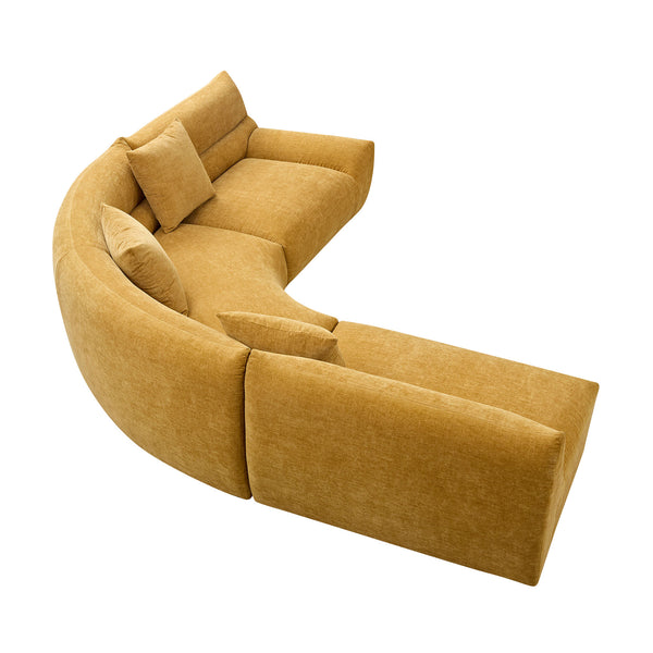 English Elm Modular Cloud Sectional Three Piece Curved Sofa with Polyester Upholstery for Living Room W2582S00203