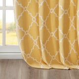 Madison Park Saratoga Modern/Contemporary Fretwork Print Grommet Top Window Curtain Panel MP40-1572 Yellow/White