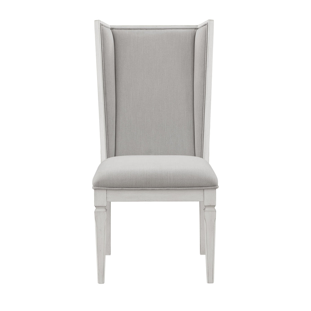 English Elm Light Grey Padded Side Chair Set Of 2 – Weathered White Finish With Comfort For Any Space B062P209266