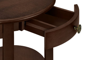 English Elm Accent 2-Tier Accent Table with Drawer and Shelf – Compact Round End or Nightstand with Knob Storage, Space-Saving Design and Easy Assembly Espresso 25 L x 24 W x 8 H B2710P219482