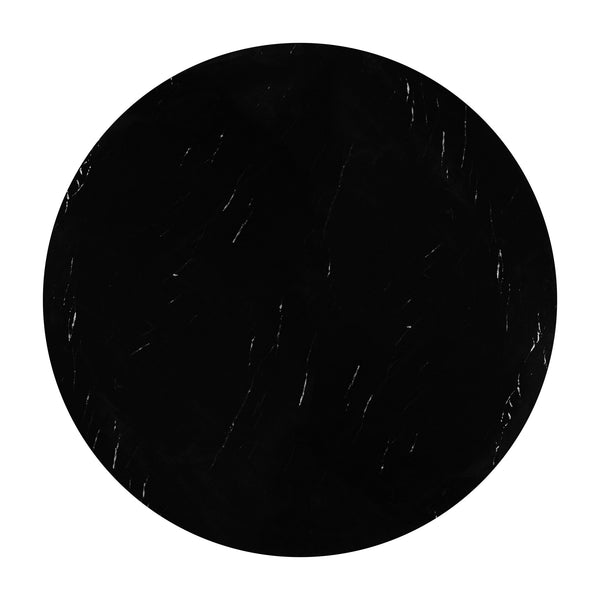 English Elm Round 43-Inch Faux Marble Dining Table for 4 — Mid-Century Modern Cafe Style, 350lb Capacity, Easy Assembly Black N752P245707B