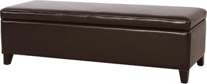 English Elm Christopher Knight Home® - HARTFORD Storage Ottoman Bench with Hidden Flip-Top Storage, Bonded Leather Upholstery, Sturdy Hardwood Frame Chocolate 73766.00PU