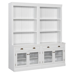 English Elm 83.4"Tall Modern Bookshelf Suite With Led Lighting - Stylish 2-Piece Storage For Home & Office Decor N751S059520K