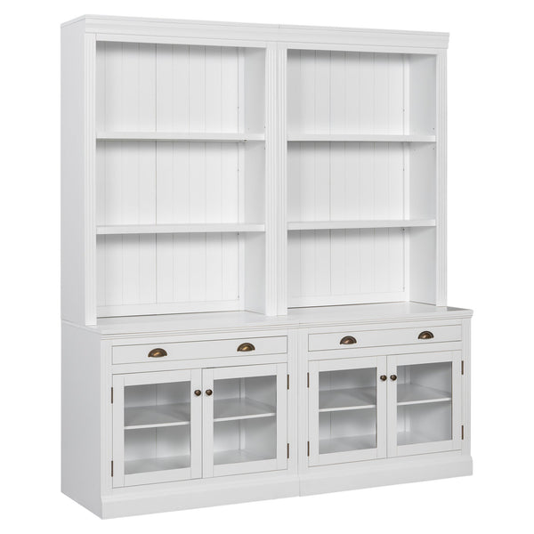 English Elm 83.4"Tall Modern Bookshelf Suite With Led Lighting - Stylish 2-Piece Storage For Home & Office Decor N751S059520K