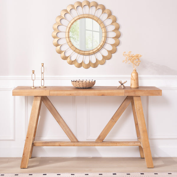 English Elm Farmhouse A-frame Console Table Engineered Wood Entryway Accent with Open Base W2729P414723
