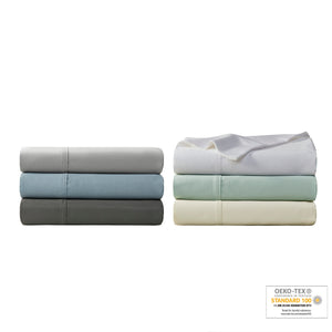 English Elm 4-piece Queen Sateen Cotton Blend Sheet Set for Cool Breathable Sleep Year Round Charcoal B035P437428