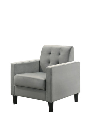 English Elm Ezio Button Tufted Velvet Accent Armchair with Tapered Legs for Living Room Light Gray B2749P413369
