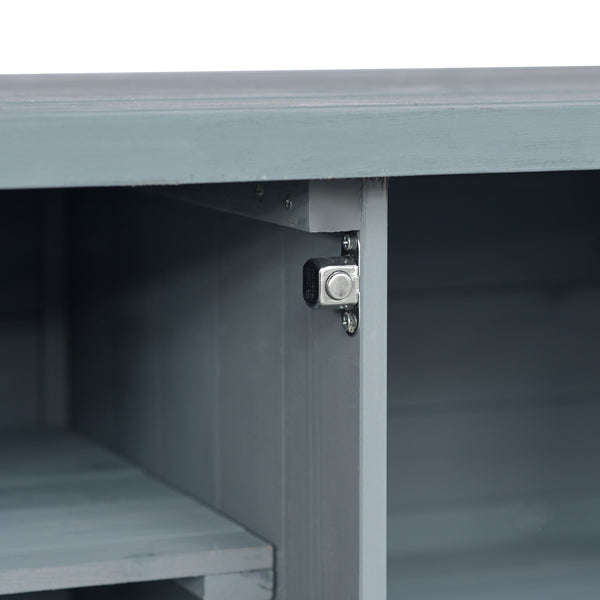 English Elm K&K Outdoor Kitchen Island Rolling Bar Cart with 1.2" Stainless Steel Top, Ample Storage, Wheels and Spice Rack Grey+Blue WF532198AAG