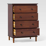 4-Drawer Solid Wood Dresser BR4DDRWT-T Walnut BR4DDRWT-T Walker Edison