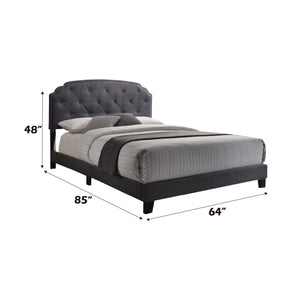 English Elm Tradilla Gray Fabric Queen Bed with Tufted Arched Headboard, Rubberwood Legs, 660lb Capacity B2726P266942