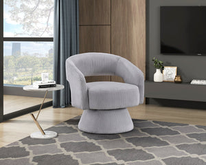 English Elm Modern Corduroy Swivel Accent Chair with Plush Textured Upholstery, 360° Rotation, Minimalist Elegance Gray 27.75 L x 26.5 W x 19.75 H B011P256232