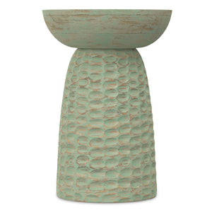 English Elm Boyd Solid Mango Wood Accent Table Hand Carved Artisan Piece for Modern Living Green B136P414659