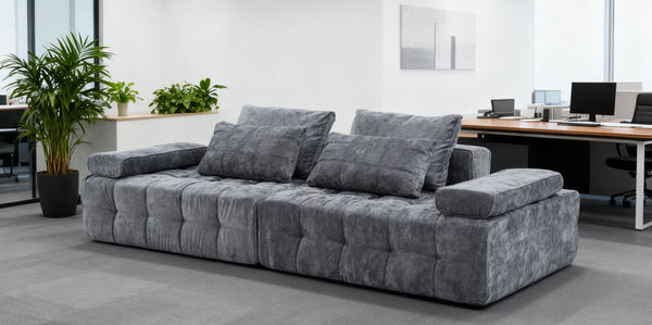 English Elm Sofa Modular Loveseat Antique Grey with Ultra-Dense Foam, Deep Seats, Orthopedic Support, Easy Assemble W1960S00008