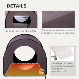 English Elm Pawhut Insulated Dome Cat Shelter Heated Fleece Bed Waterproof Winter Pet House W2225P249718