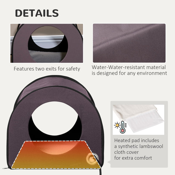 English Elm Pawhut Insulated Dome Cat Shelter Heated Fleece Bed Waterproof Winter Pet House W2225P249718