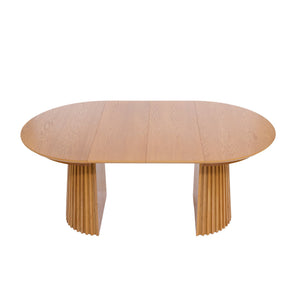 English Elm Dining Table Oval Solid Wood Extendable Natural Finish for Flexible Seating Gatherings N768P399829N