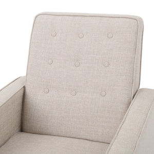 English Elm Christopher Knight Home® - Fabric Recliner Chair Mid-Century Modern Pushback Single Sofa with Tufted Cushion, Birch Legs, Cozy Comfort Wheat 60741.00WET