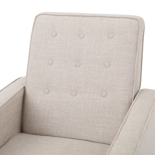 English Elm Christopher Knight Home® - Fabric Recliner Chair Mid-Century Modern Pushback Single Sofa with Tufted Cushion, Birch Legs, Cozy Comfort Wheat 60741.00WET