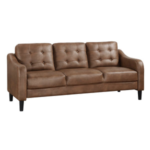 English Elm Brown Mallory 2pc Sofa Loveseat Set - Button Tufted Microfiber, Contoured Arms, Solid Wood Frame B011S01073