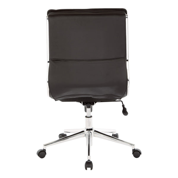 OSP Home Furnishings Armless Mid-back Faux Leather Office Chair with Lumbar Support and Chrome Base Black SPX23592C-U6