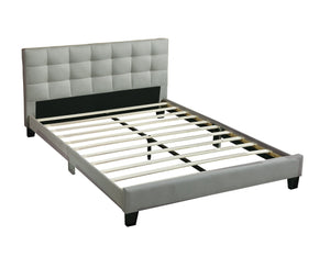 English Elm Contemporary Upholstered Queen Bed with Tufted Linen-Like Headboard, Slat Support, Modern Elegance Grey,Light Gray 62 L x 39 W x 5 H B011P243666