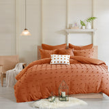 Urban Habitat Brooklyn Shabby Chic Cotton Jacquard Duvet Cover Set with Euro Shams and Throw Pillows UH12-2498 Rust