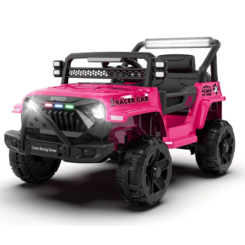 English Elm 12v Kids Electric Ride on Truck with Parental Remote Four Wheel Suspension and Led Lights Pink W1578P187456
