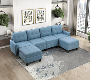 English Elm Living Room Blue Tufted Storage Ottoman with Solid Wood Frame, Foam Padding, Hidden Interior Space B011P309914