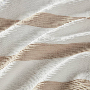 English Elm 3-piece King Yarn-dyed Woven Stripe Comforter Set with Seersucker Texture for Coastal Bedrooms Taupe B035P463217