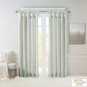 JLA Home Madison Park - Twist Madison Park Emilia Faux Silk Lined Curtain Panel with Twist Tab Top for Tailored Elegance Dusty Aqua MP40-3560