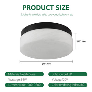 English Elm 12 Inch Led Ceiling Light - Modern 24W Flush Mount Fixture For Bright, Energy-Efficient Home Illumination W2312P375012