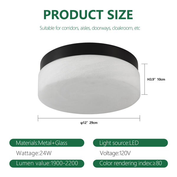 English Elm 12 Inch Led Ceiling Light - Modern 24W Flush Mount Fixture For Bright, Energy-Efficient Home Illumination W2312P375012