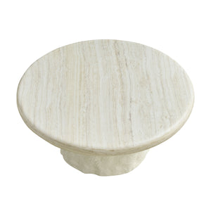 English Elm 35.04''fiberglass Round Coffee Table Faux Marble Finish Low Profile Modern Living Room W2582S00200