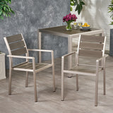 Christopher Knight Home® - Noble House - Cape Coral Outdoor Modern Aluminum Dining Chair With Faux Wood Seat - Set Of 2