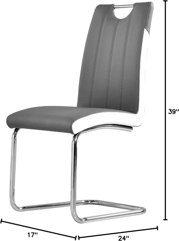 English Elm Dining Side Chairs Set of 2 Faux Leather Two-tone Upholstered with Chrome Metal Legs B011P496280
