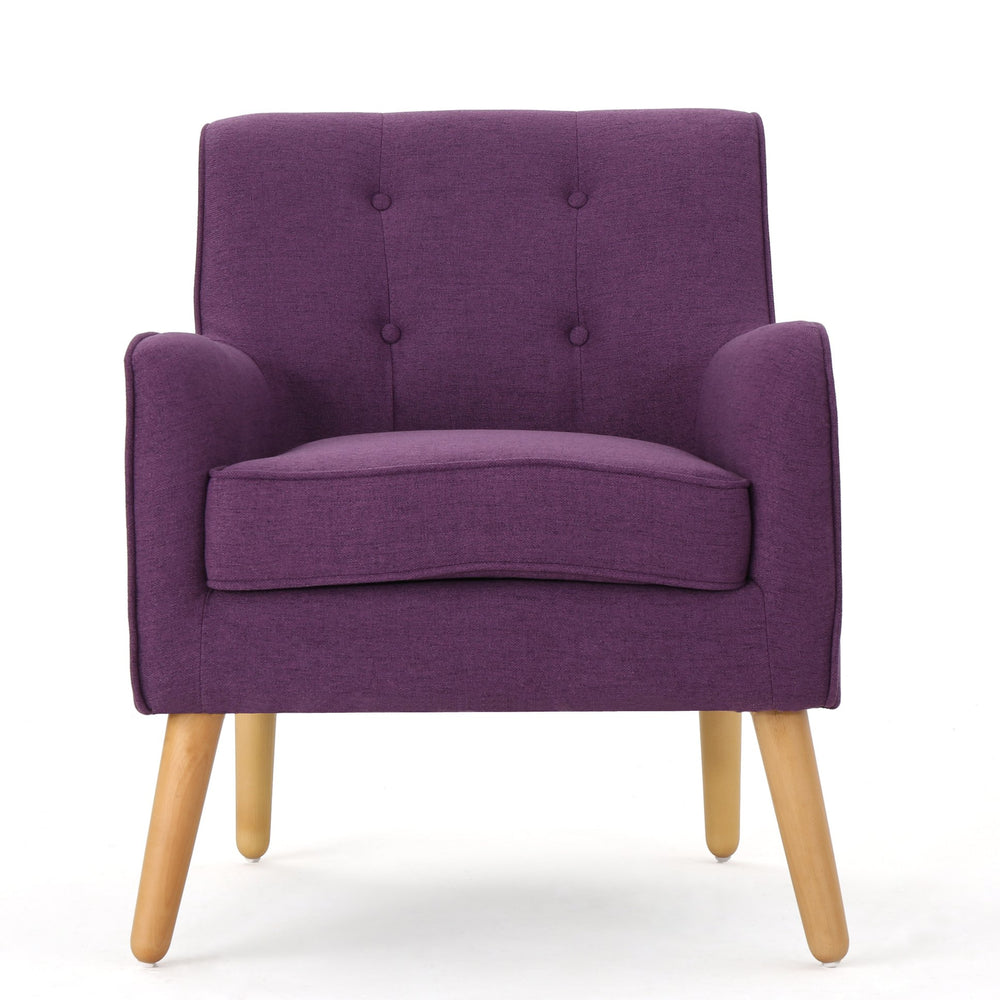 English Elm Arm Chair Tufted Mid-century Accent Seat with Rubberwood Legs for Living Room 60015.00PUR