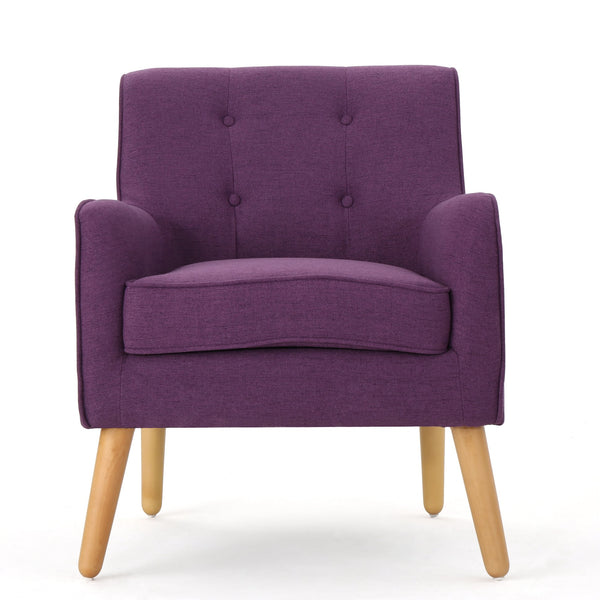 English Elm Arm Chair Tufted Mid-century Accent Seat with Rubberwood Legs for Living Room 60015.00PUR